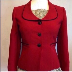 TAHARI Red & Black Embroidered Crop Jacket Size 2P